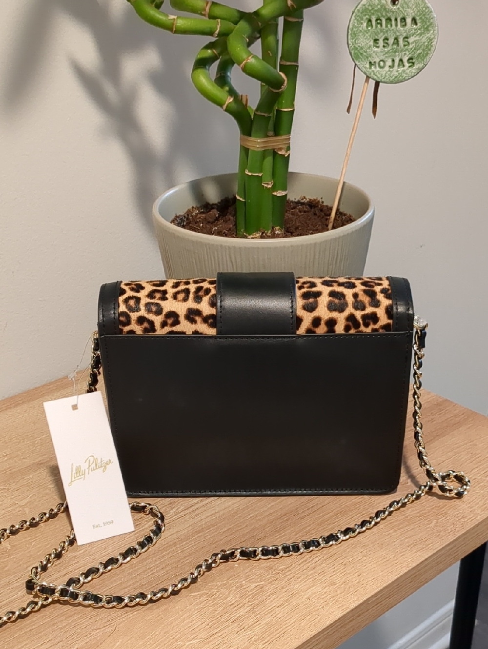 Lilly Pulitzer Leopard Haircalf Crossbody in Black & Brown - Picture 2 of 6